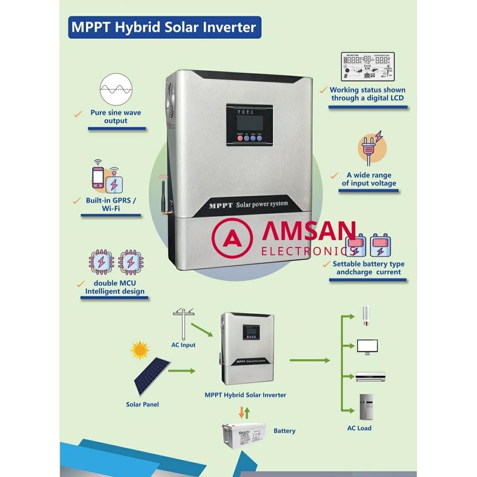 5KW Hybrid Inverter PSW 5000W MPPT 60A LF low frequency trafo toroid
