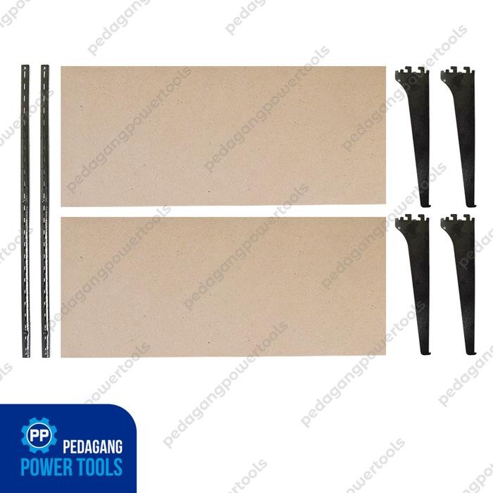 KENMASTER RAK DINDING 2 SUSUN BESI - SET TERMASUK PAPAN KAYU DAN SIKU