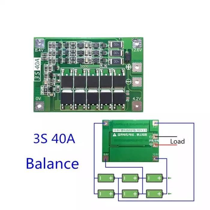 Bms 3S 40A Bms 18650 12V 3.7V Type Ballance Lithium Ion Protektor