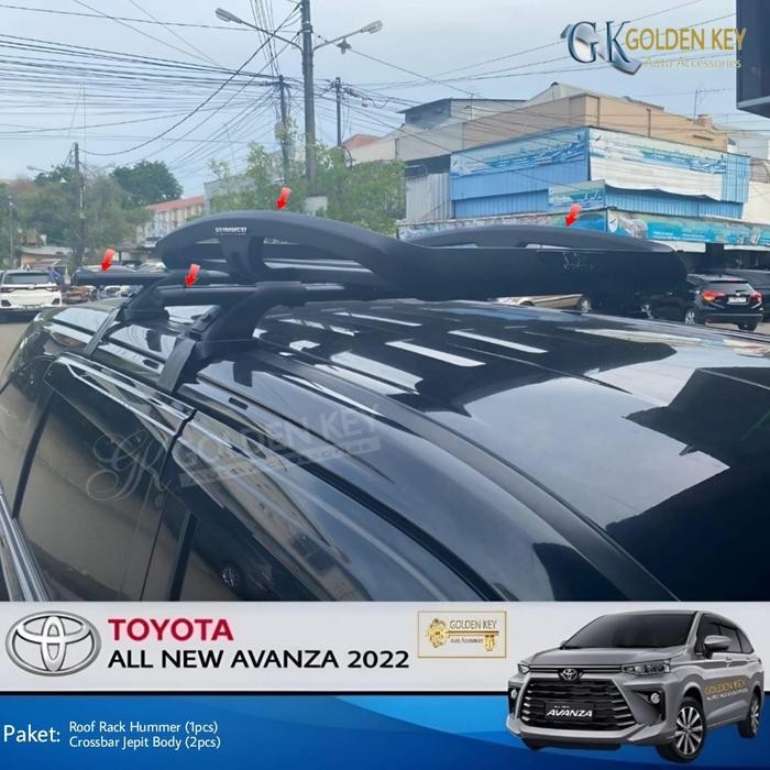Paket All New Avanza 2022 Roof Rack Hummer + Crossbar Jepit Body Rak Bagasi Atas Mobil