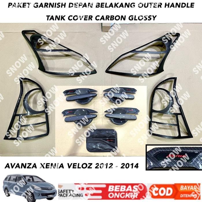 Paket Garnish Outer Handle Tank Avanza Xenia Veloz 2012 2014 Carbon