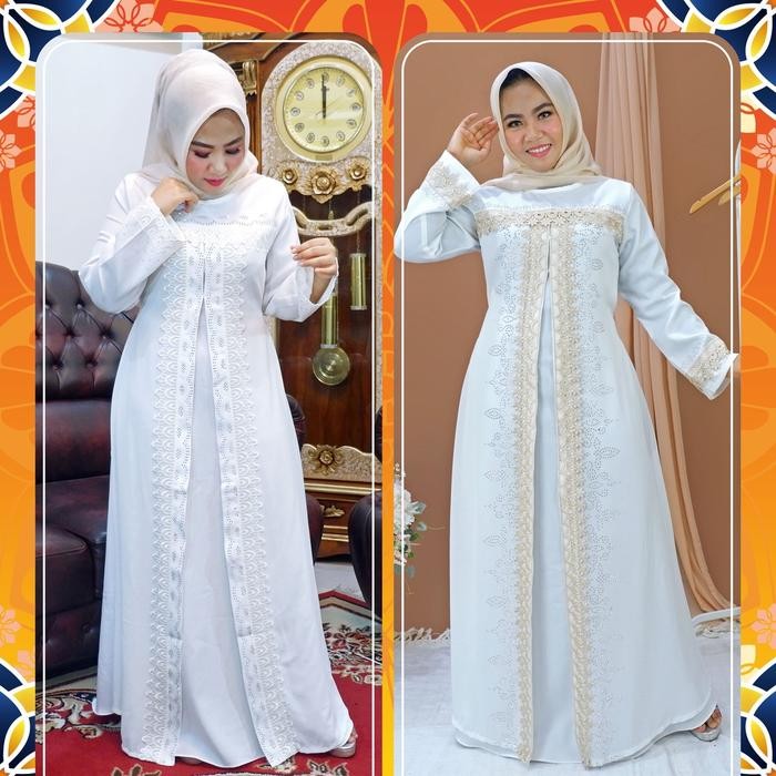 Gamis Putih Wanita Mewah Abaya Putih Turkey Mewah