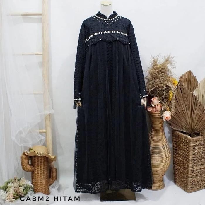 Gamis Allora 2 Super Jumbo Dress Pesta Ld 130 140 150 Brukat Hitam