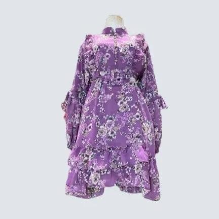 Atasan Motif Bunga Ceruty Babydoll Motif Bunga Balon Muslim Kain Lembut Seo