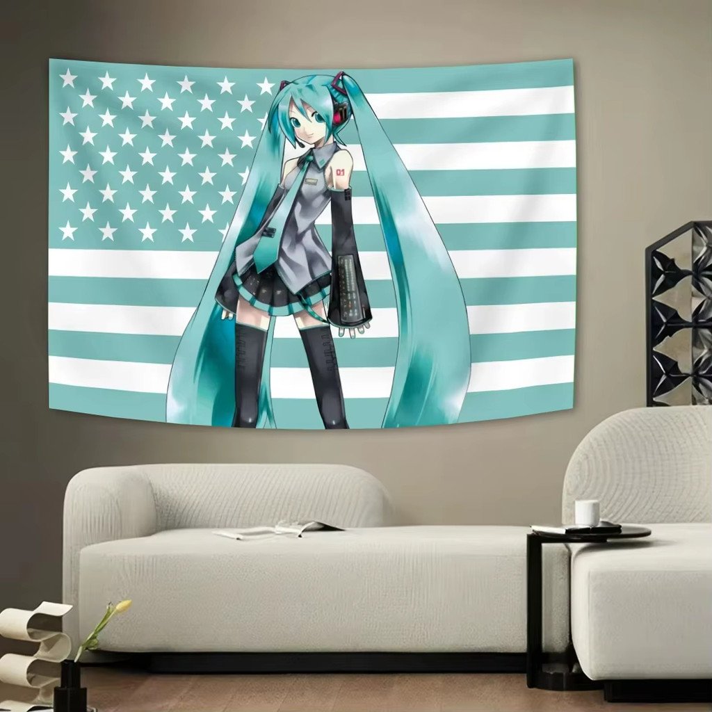 Anime Hatsune Miku Tapestry American Flag Tapestry Background Decoration Dormitory Bed Tapestry