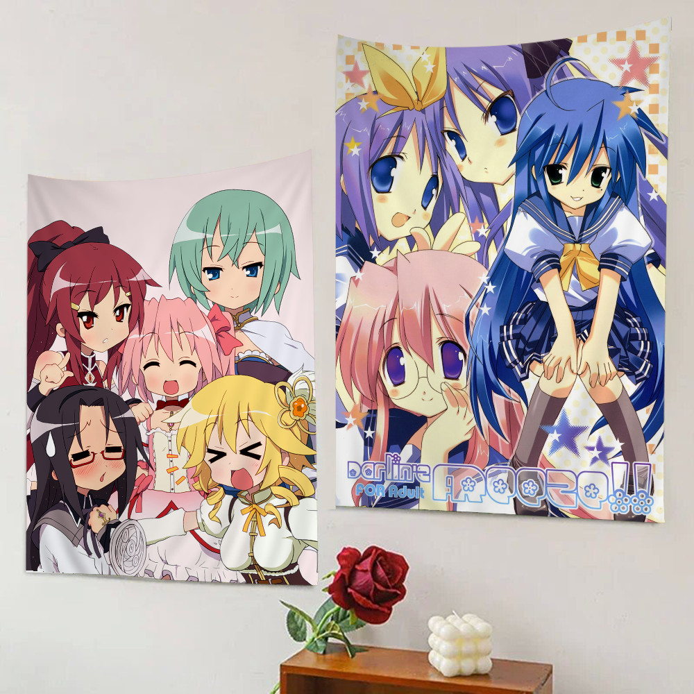 Anime Lucky Star Tapestry Anime Tapestry Hanging Tarot Hippie Wall Rugs Dorm Wall Hanging Sheets