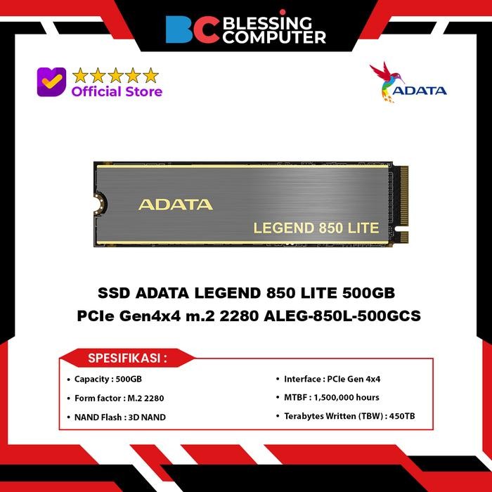 SSD ADATA LEGEND 850 LITE 500GB PCIe Gen4x4 m.2 2280 ALEG-850L-500GCS