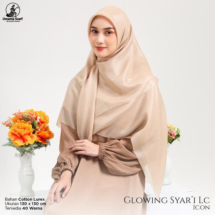 UMAMA GLOWING SYARI METAL LOGO ICON Hijab Segi Empat Polos Sinar Glamour 130x130 cm Bg.2