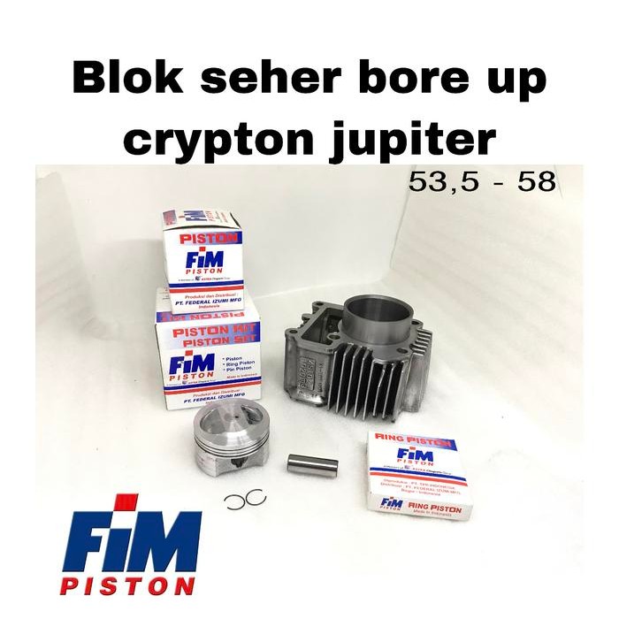 Block Blok Seher Racing bore-up crypton jupiter ukuran 53,5 - 58