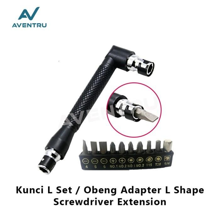 (Expert) Kepala Soket Obeng L Shaped Adapter Siku Sudut Twin Kunci Screwdriver