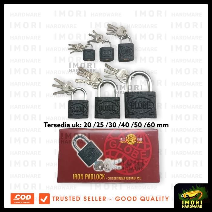 [Expert] GLOBE Gembok Hitam Kunci Pintu Rumah Koper 40 50 60 mm