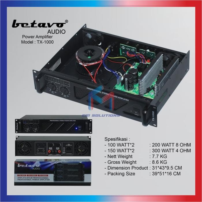 Betavo Audio Power Amplifier Tx 1000 Tx1000 Garansi 1 Tahun