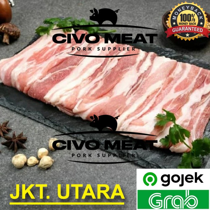 

PORKBELLY SAMCAN BABI SLICE MESIN TIPIS / SHABU2 / SUKIYAKI 500GRAM KODE 297