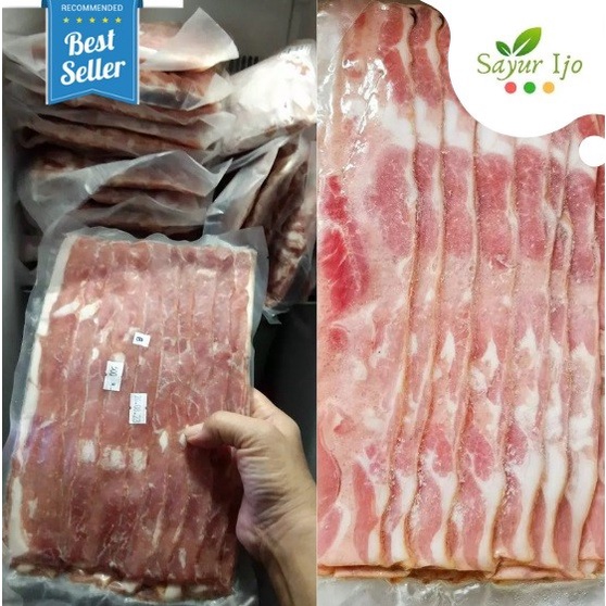 

SMOKED BACON 500 GR / PACK FRESH FROZEN STREAKY PORK BELLY DAGING BABI KODE 103