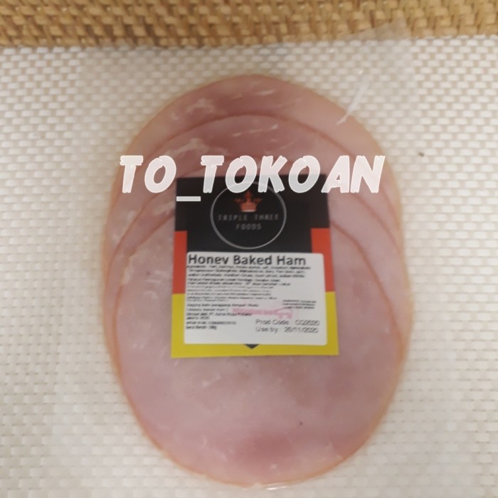 

TRIPLE THREE PORK HONEY BAKED HAM SLICE DAGING BABI OLAHAN 100 GR KODE 463