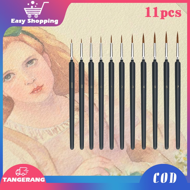 

11Pc Paint Bruh Et Ua Lui Liner Ua Lui Cat Air Et Tip Nylon Bulat Atuan