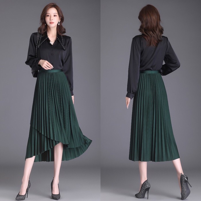 BELANJA VICKY PLEATED SKIRT ROK MIDI PLISKET WANITA LAYER ROK PANJANG MAXI DSK4
