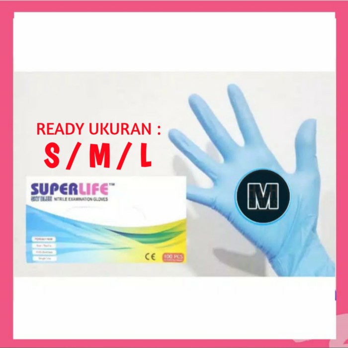 Sarung Tangan Karet Latex Skyblue/ Sarung Tangan Medis / Sarung Tangan