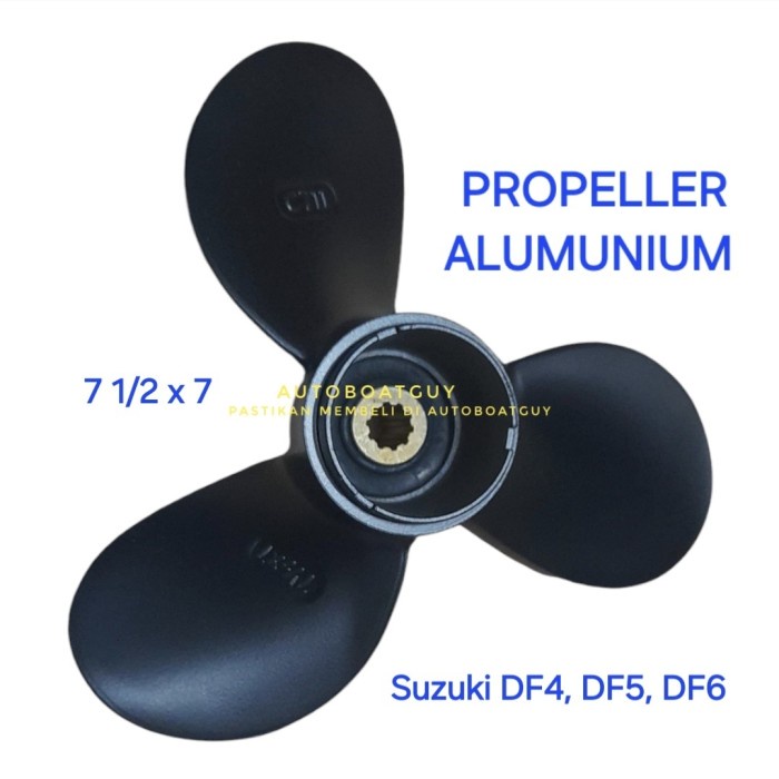 Propeller 58111-98651 7 1/2x7 Mesin Tempel SUZUKI DF4, DF5, DF6 (4 / 5 / 6 PK HP) Kipas
