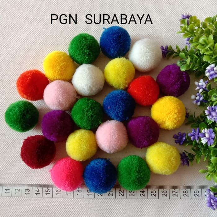 Pompom 3cm isi 50 - Pompom Premium - Pompom Benang - Bola Pompom