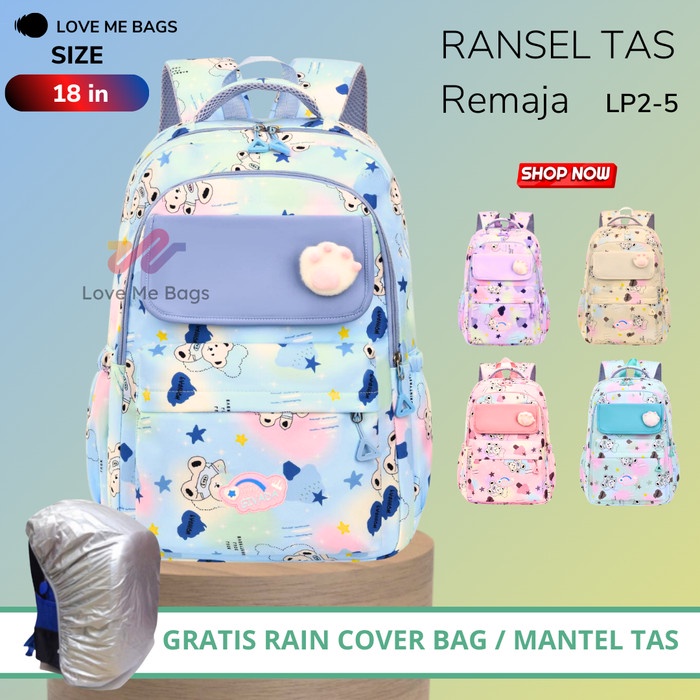 Tas Sekolah Anak Perempuan Remaja Gambar Beruang Lmb Bahan Nilon Tebal