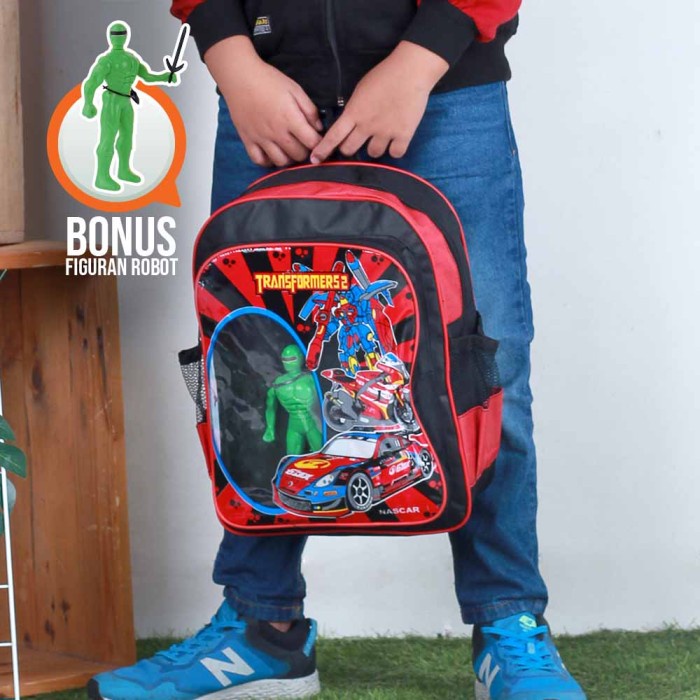 Tas Ransel Anak Sekolah Laki Laki Sd Tk Transformer Bonus Mainan Robot