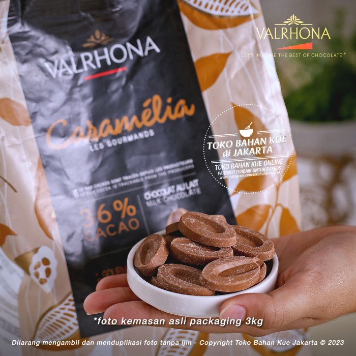 

VALRHONA CARAMELIA 36% MILK CHOCOLATE 100GR COUVERTURE COKLAT SUSU KODE 500