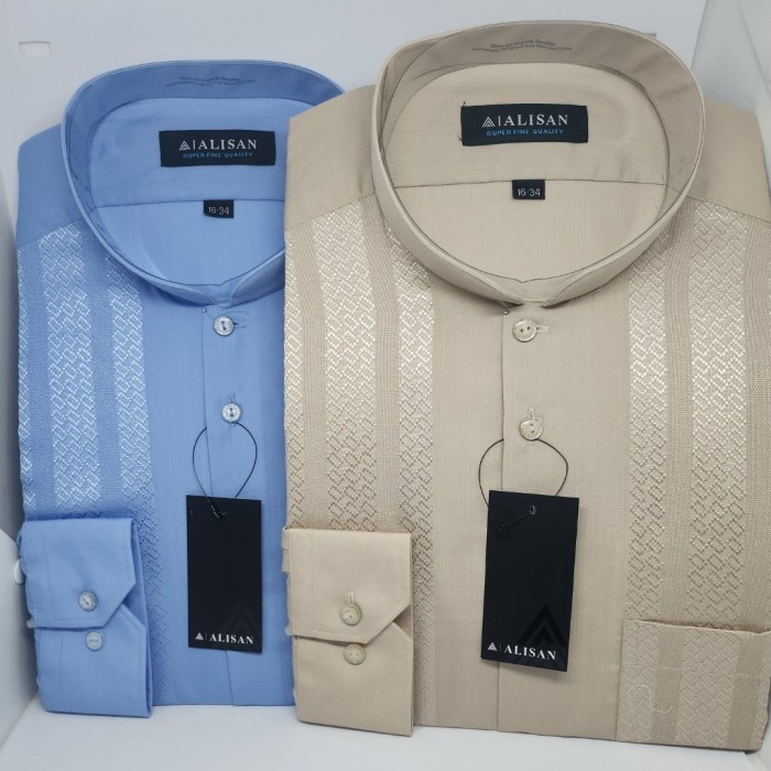 Koko Alisan Bordir Warna Lengan Panjang Reguler Fit