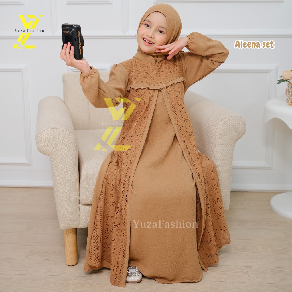 Aleena Dress Gamis Anak Perempuan Set Hijab Gamis Anak Tanggung Gamis Brokat Anak Gamis Anak Terbaru