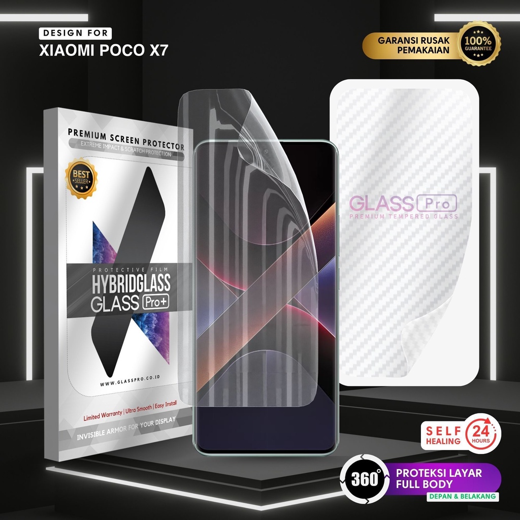 Hybrid Glass For XIAOMI POCO X7 - Full Cover Hydrogel Depan Belakang Anti Gores Premium Screen Prote