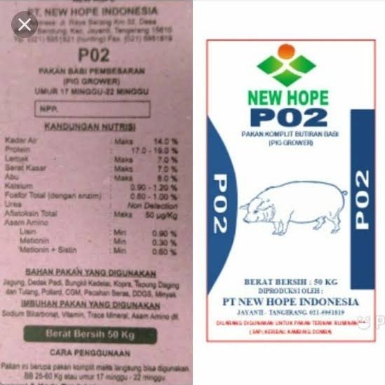 Pakan Ayam New Hope Po2 Pur Unggas Ayam Babi Pelet Repack 10 Kg