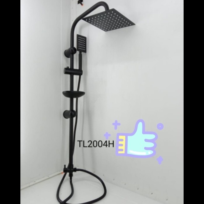 Paloma - Shower Tiang Hitam / Rainfall Shower Set Black - Termurah Good