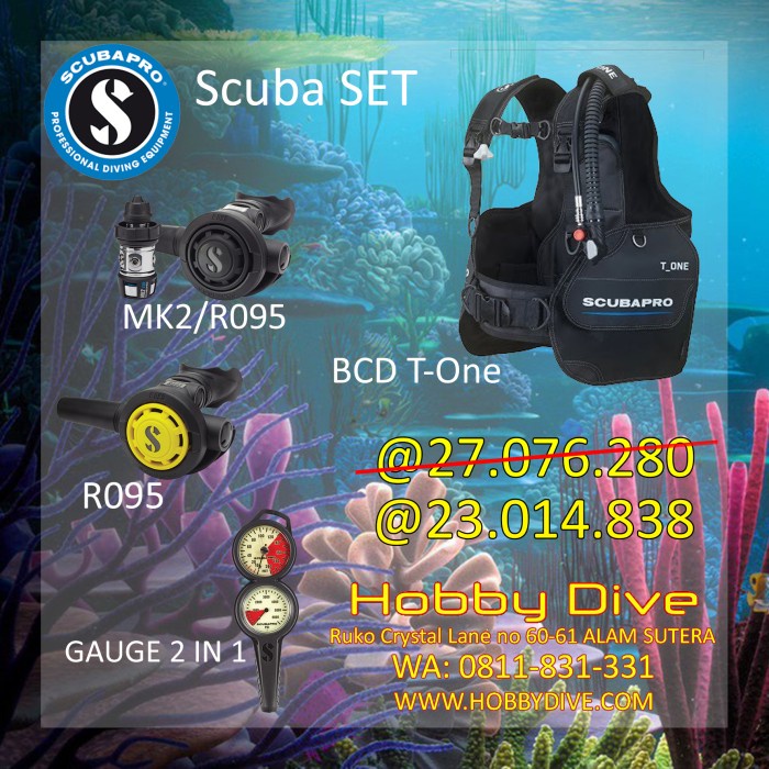 Scubapro BCD T-One package with Regulator plus Octopus plus Gauge