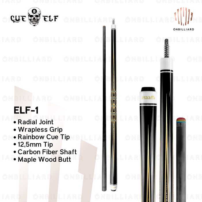 CUE ELF Play Cue Stick Carbon Low Deflection Stik CUEELF Billiard Billiar Billyar