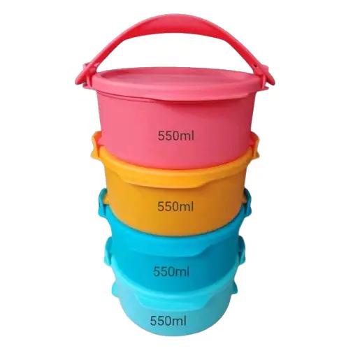 Tupperware small click to go rantang bulat 4 susun 550ml Simple Sayur Kitchenware