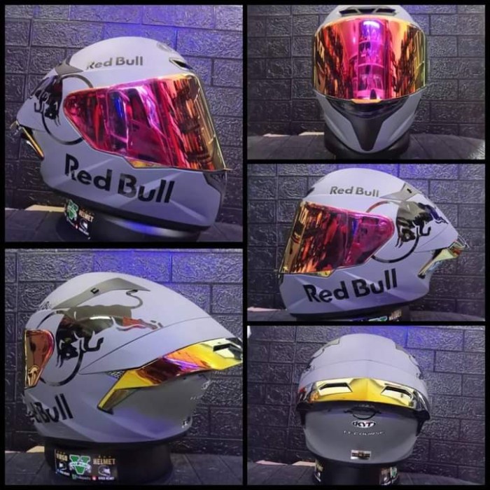 Helm Kyt Tt Course Gorila Grey Stiker Redbull Paket Ganteng