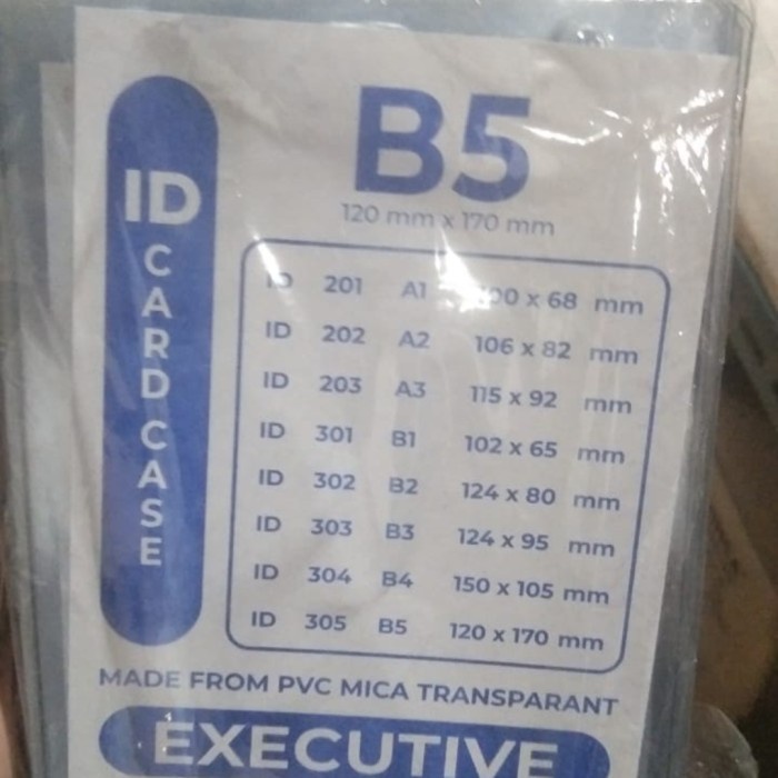 

Plastik ID CARD case B5 (170 x 120 mm) tebal 0,35 mm YUSHINCA Kode 832