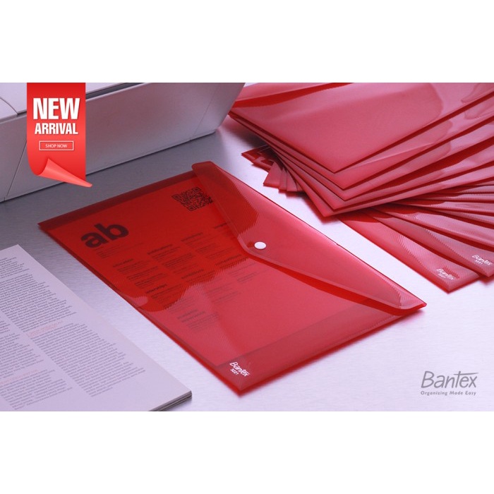 

12 Pcs Map Kancing Plastik Bantex Folio F4 Landscape 3221 09 Red Kode 293