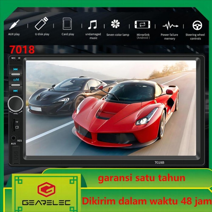 7018B Double Din Radio Mobil 7 Inci Head Unit Multimedia Video Player