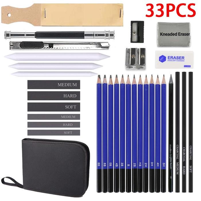 

STOK TERBATAS 33PCS/Set Sketch Pencil Pisau Penghapus dan Pensil Gambar untuk Keperluan Sekolah