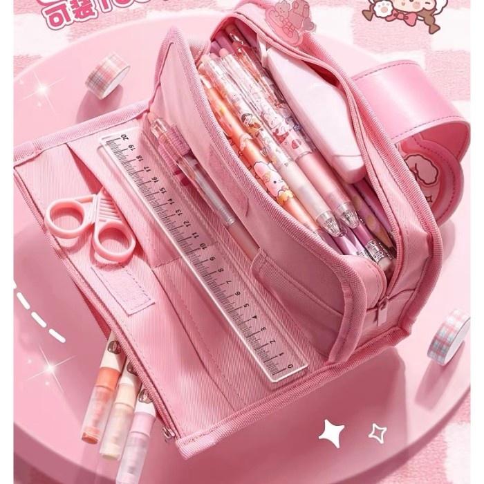 

LIMITED EDITION NEW Tempat Pensil Kapasitas Besar untuk Siswa Sekolah Dasar, Tempat Pensil Merah
