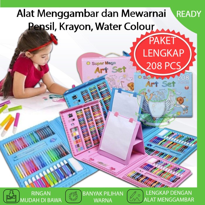 

SALE Pensil Warna CRAYON SET ISI 208PCS Peralatan Sekolah Menggambar Mewarnai Lukis ART PAINTING