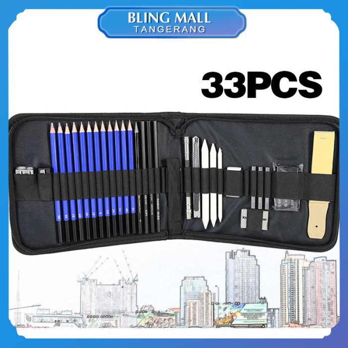 

HEMAT Promo 33Pcs/Set Pensil Pisau Penghapus Dan Pensil Gambar/Keperluan Sekolah Pencil Set