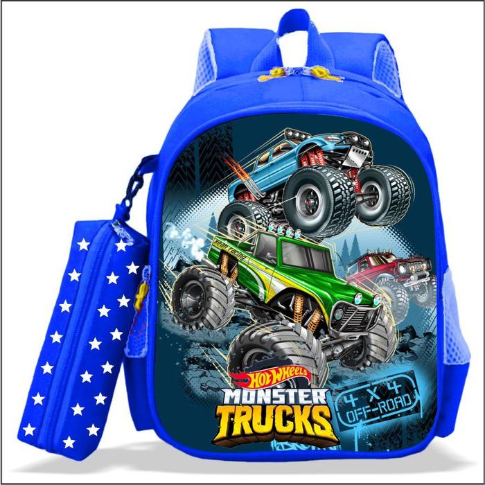 

GRATIS ONGKIR Tas Ransel Sekolah Anak Karakter HOTWHEEL MONSTER TRUCK Kualitas PREMIUM Untuk Anak