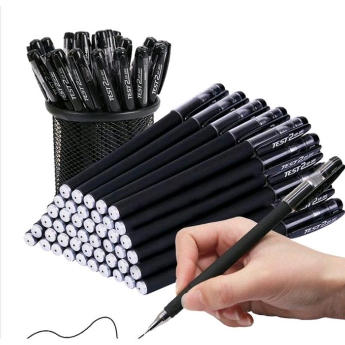 

TERBATAS [60 Pcs] Pulpen Polos Hitam Gel Perlengkapan Sekolah Kantor Serbaguna Pena Polos Hitam
