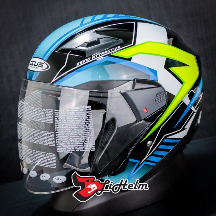 Zeus Helm Zs611 Pattern Black Tt29 Blue Yellow Zs 611 Double Visor
