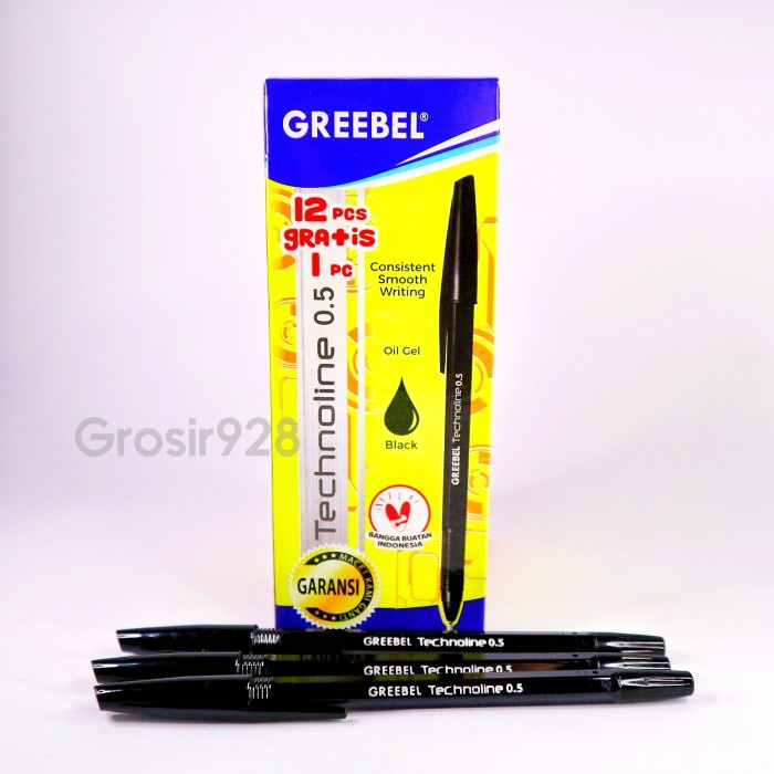 

(Per Lusin) Pen Greebel / Pen Semi Gel Technoline 0.5mm Hitam (12+1)