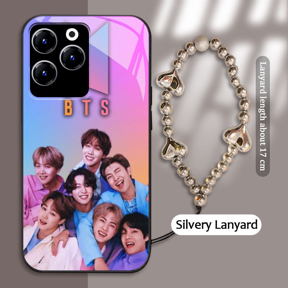 Tempered Glass case For Infinix Hot 9 10 11 PLAY 30i 40 kasing Handphone BTS Korea Bangtan Boys Casi