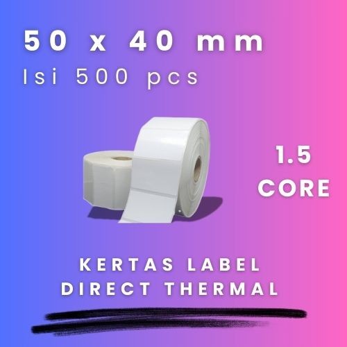 

DT 50 x 40 - 1,5" @500 - 1 Line CORE 1,5 INCH 50X40MM 50 X 40 MM 5X4 CM 5 X 4 CM BARCODE LABEL THERMAL DT STICKER STIKER 500 PCS