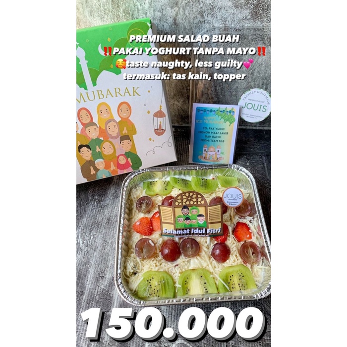 

Salad Buah Premium with Yoghurt (TANPA MAYONNAISE - Hampers Idul Fitri